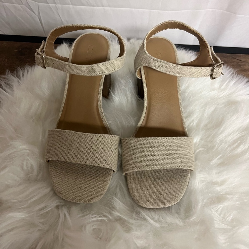 Old Navy Beige Ankle Strap Heels